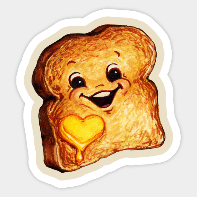 Toast Cartoon - Food - Sticker | TeePublic